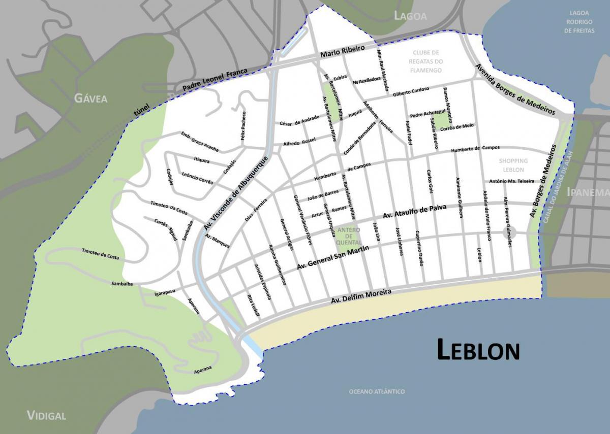 Карта на Leblon плажа