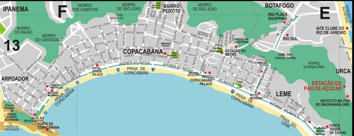 Карта на Leme плажа
