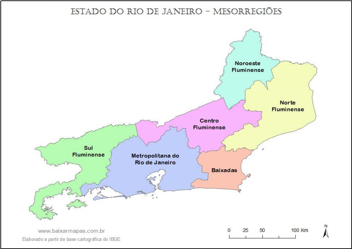 Карта на mesoregions Рио де Жанеиро