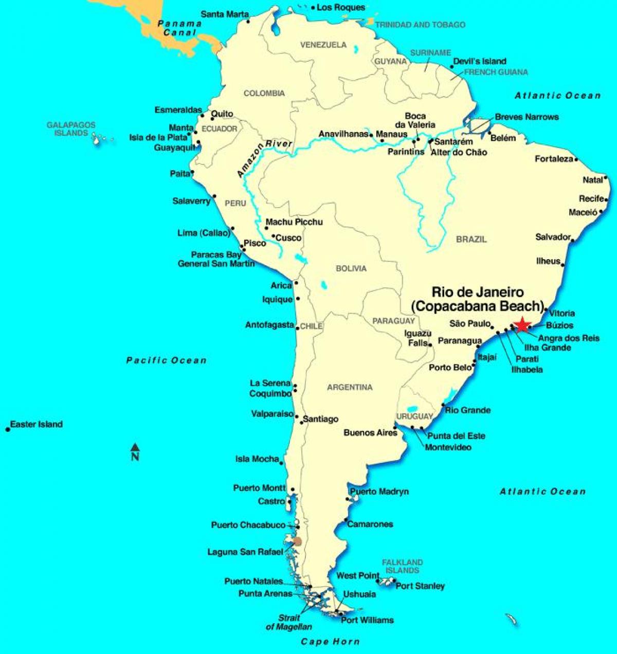 Карта на Рио де Жанеиро во Јужна Америка