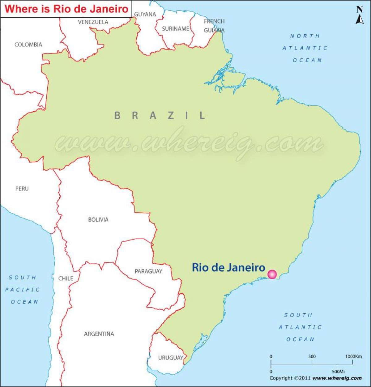 Карта на Рио де Жанеиро во Бразил