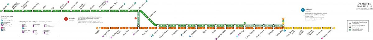 Карта на Рио де Жанеиро метро - Линии 1-2-3