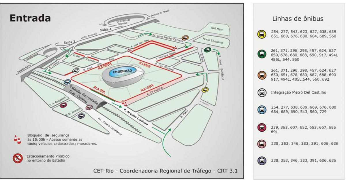 Карта на стадионот Engenhão превезува