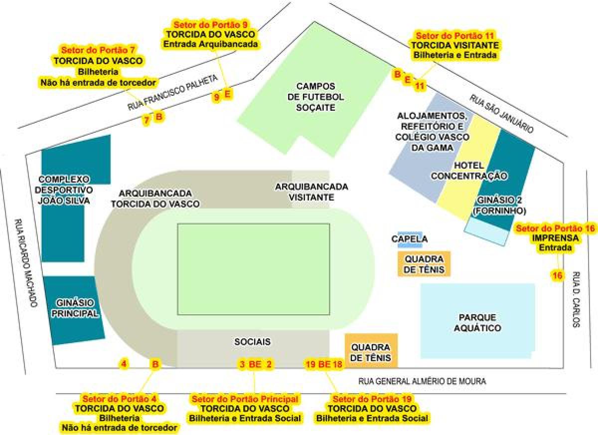 Карта на стадионот São Januário