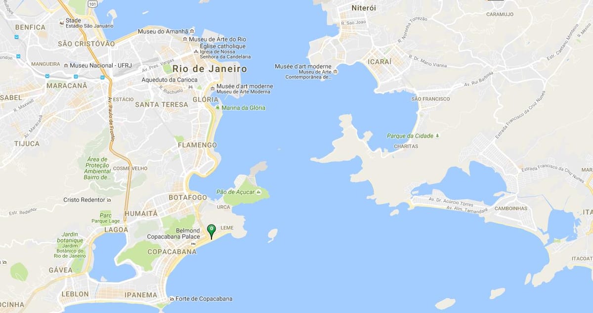 Карта на плажа Copacabana