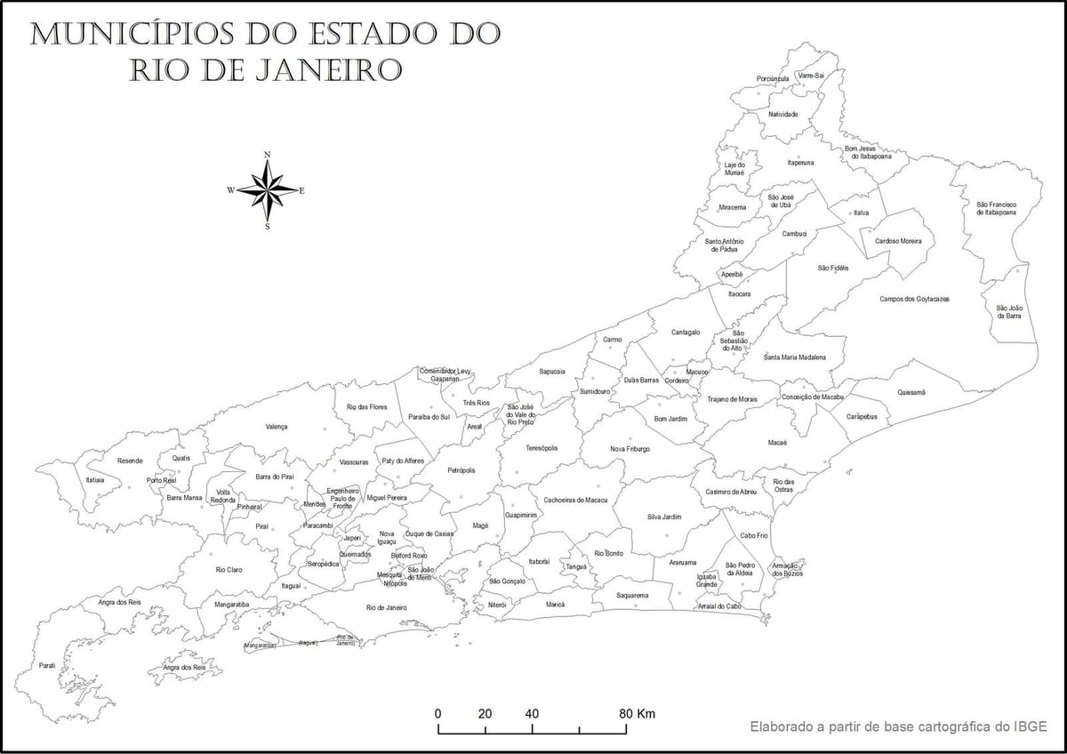 Карта на Рио де Жанеиро црно и бело