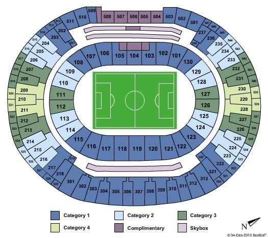 Карта на стадионот Maracanã sièges