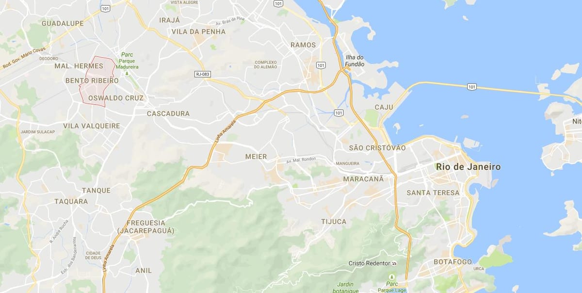 Карта на favela Бенто Ribeiro
