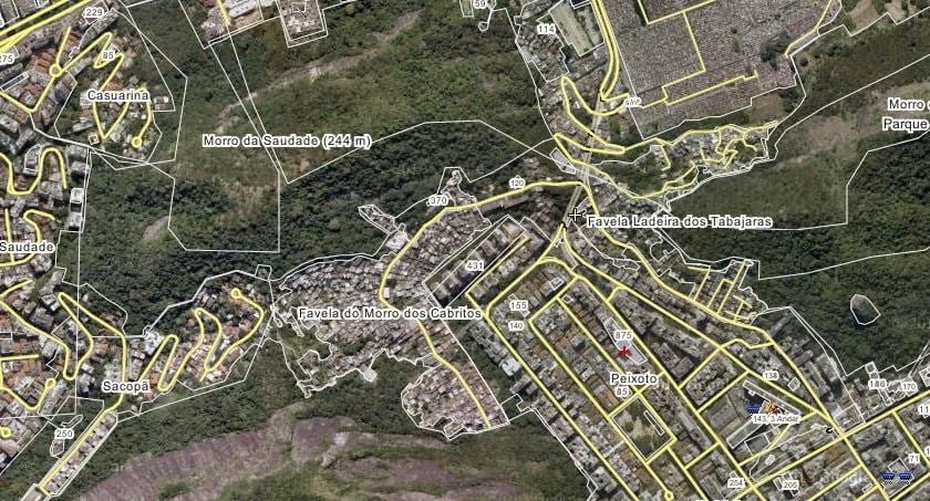Карта на favela Ladeira dos Tabajaras