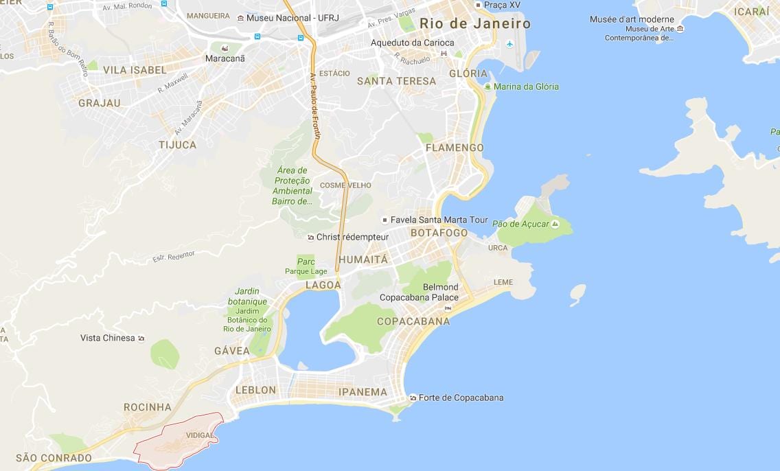 Карта на favela Vidigal
