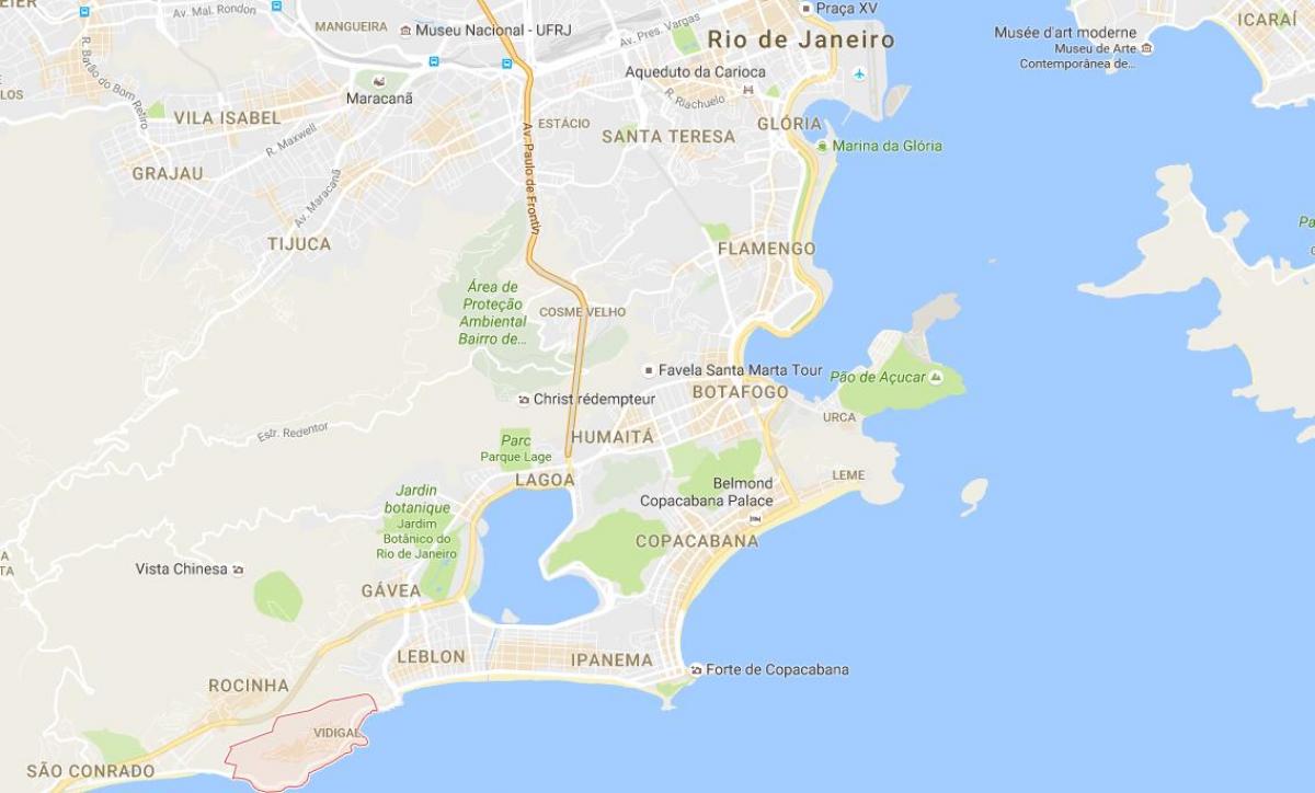 Карта на favela Vidigal