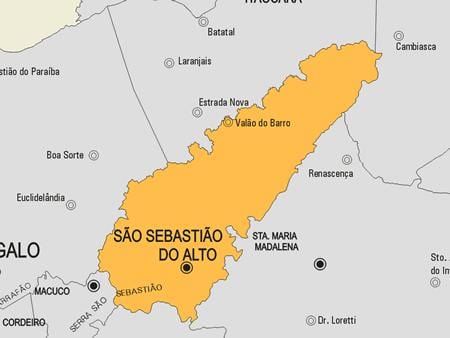 Карта на São Sebastião не Алто општината