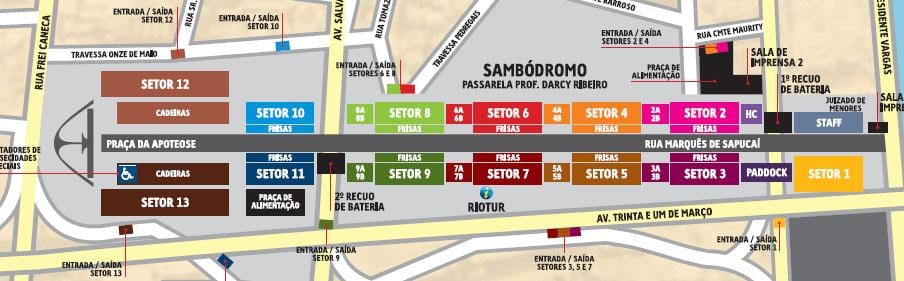 Карта на Sambódromo