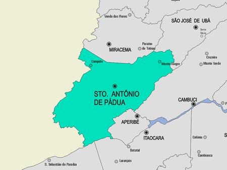 Карта на Santo Antônio де Pádua општината