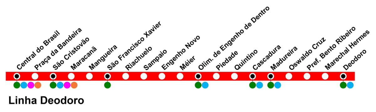 Карта на SuperVia - Линија Deodoro