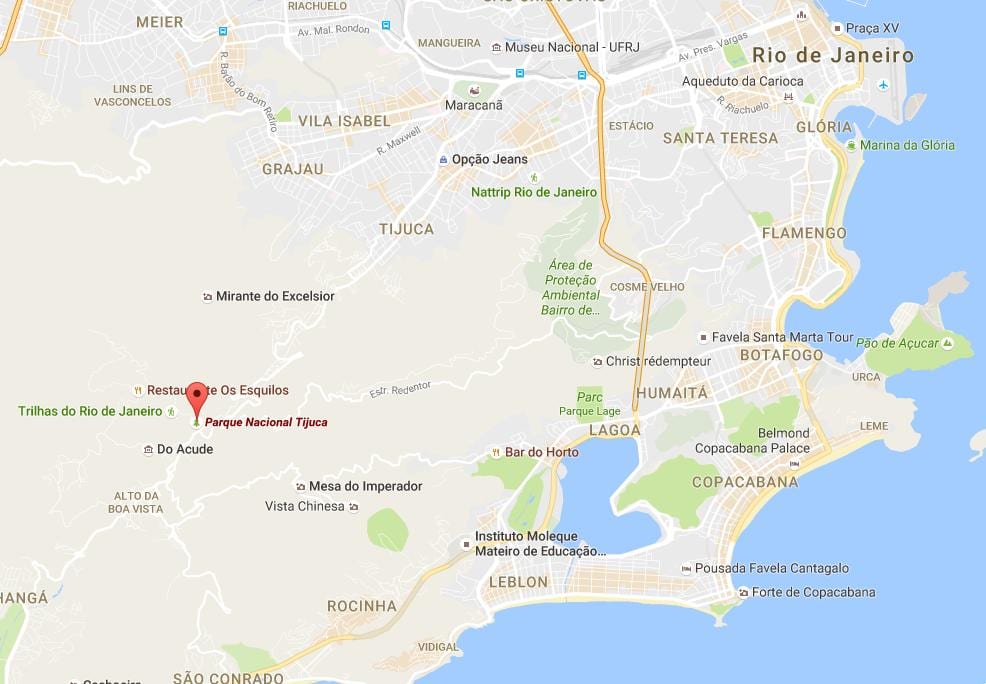 Карта на Tijuca националниот парк