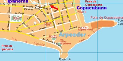 Карта на Arpoador плажа