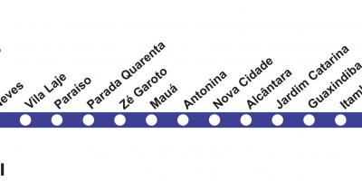 Карта на Рио де Жанеиро метро - Линија 3 (сина)