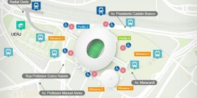 Карта на стадионот Maracanã accès